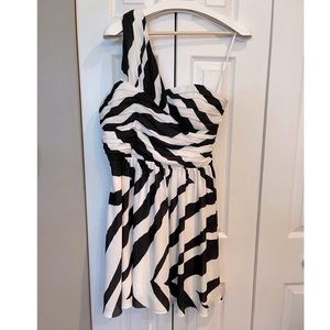 Express Black and White One Shoulder Dress